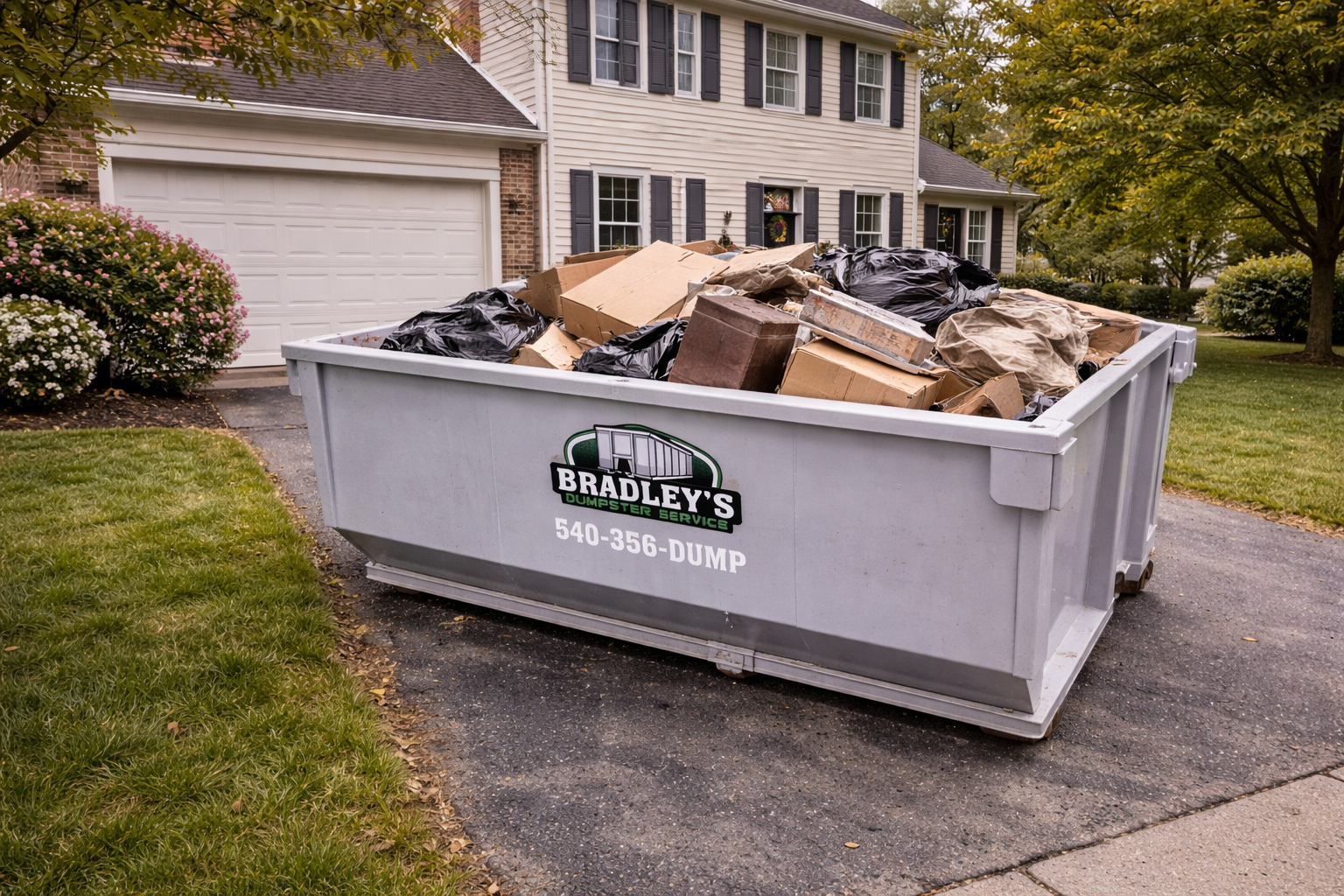 Keep debris below the dumpster rim